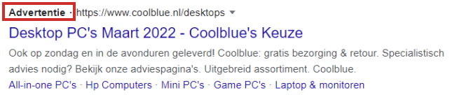 Advertentie herkennen op Google